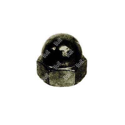 Hex domed cap nut UNI 5721/DIN 1587 black zinc plated Brass M6