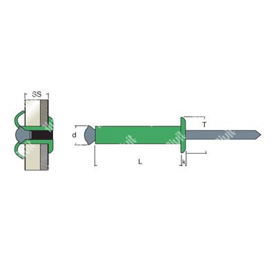 FIORIV-PLUS-Blind rivet Alu/Steel h.5,25 DH 5,0x90,0