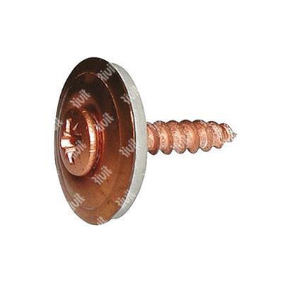 VVXR-Stainless steel copper pltd PZ screw w/washer d.20+EPDM (in 1 pc) 4,5x35xR20