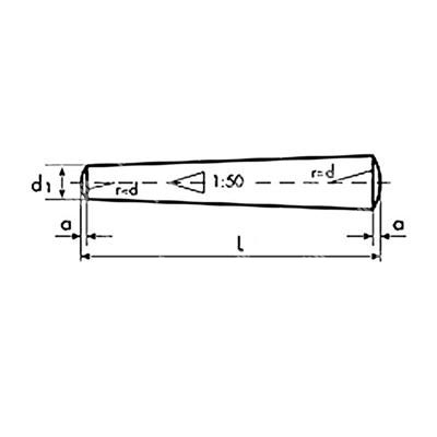 Spina Conica UNI129/DIN1B h10 INOX A2 4x16