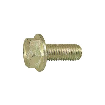 Hex head flange w/serration bolt DIN 6921 4.8 - yellow zinc plated steel M6x30