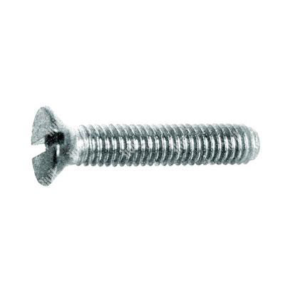Slotted flat head screw UNI 6109/DIN 963A 4.8 - white zinc plated steel M5x16