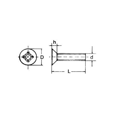 Phillips cross flat head screw UNI 7688/DIN 965 4.8 - plain steel M4x20