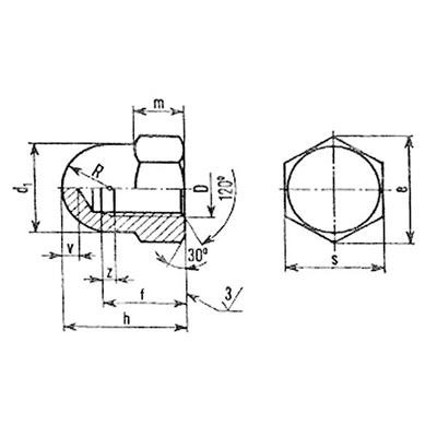 Hex domed cap nut UNI 5721/DIN 1587 cl.8 - plain steel M10