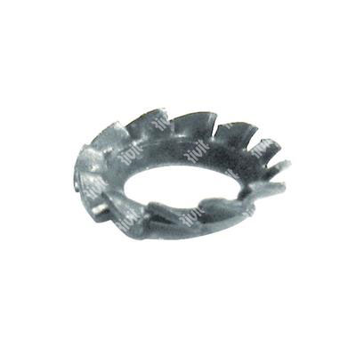 Serrated countersunk lock washer UNI 8842V/DIN 679 white zinc plated steel 3,2x6