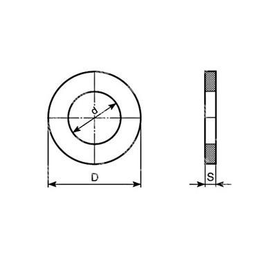 Flat washer UNI 6592/DIN 125A HV100 - plain steel d.16