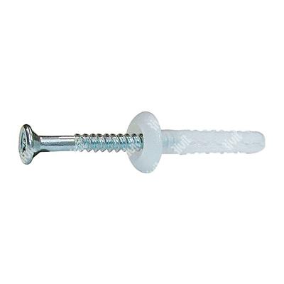 BX-A White Nylon plug speed anchor/Zinc nail 6x30