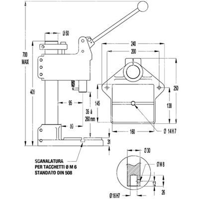 EMG-Pressetta manuale a ginocchiera 700Kgf HR7