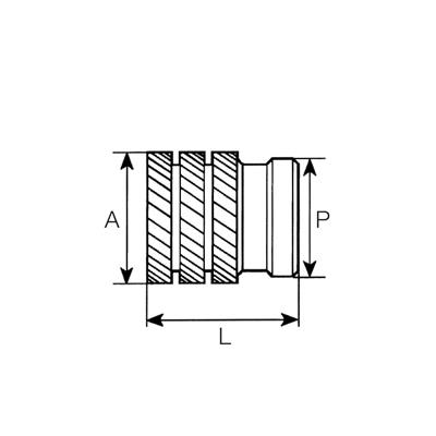 RSP-Inserto Ottone s/testa a pressione M6x9,2