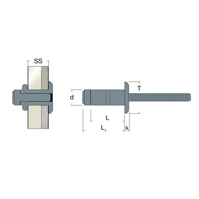 LOCKRIV-PLUS-Blind rivet Steel/Steel gr 11,0-14,5 DH 6,5x20,5