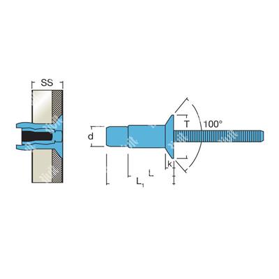 MAGNARIV-Blind rivet Stainless steel 304/304 gr 4, CSKH 100° 6,4x16,7