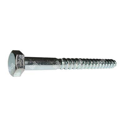 Hexagonal head wood screw UNI 704/ DIN 571 white zinc plated steel 12x120