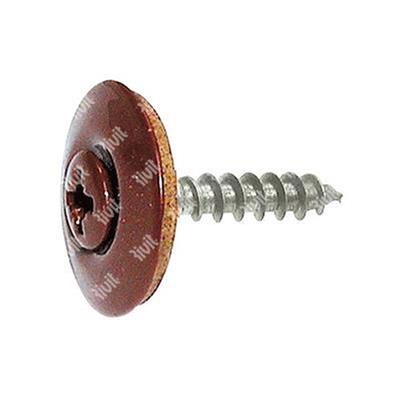 VVX3009-Stainless steel PZ screw w/washer d20+EPDM (in 1 pc). Head painted RAL3009 4,5x35xR20