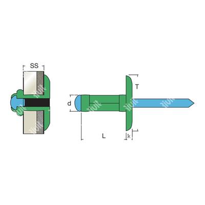 MULTIGRIPRIV12-Rivetto Alluminio/Inox ss3,2-7,9 4,0x9,5 TL12