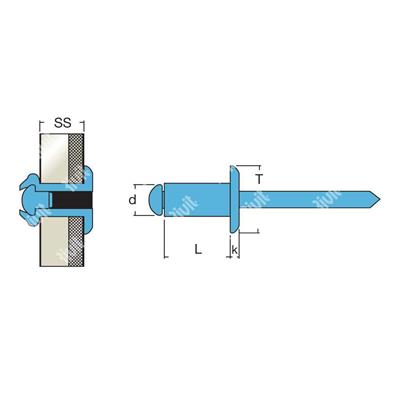 IITA2-BLISTRIV-Rivetto Inox AISI304/INOX TT(50pz) 4,8x18,0