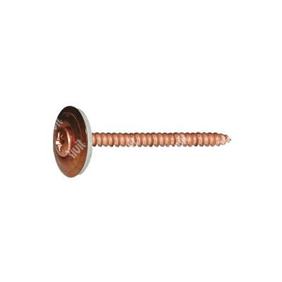 VVXR-Stainless steel copper pltd PZ screw w/washer d.20+EPDM (in 1 pc) 4,5x200xR20