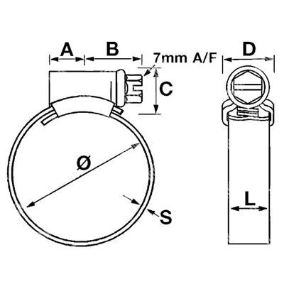 JCS-HIGRIP 25 Zinc plated hose clip L.13mm 17-25