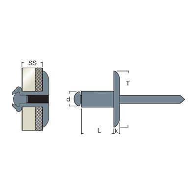 FFL14-Blind rivet Steel/Steel LH14 4,8x12,0 TL14