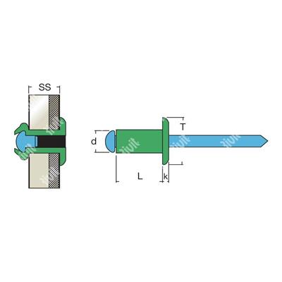 AIT9006-Blind rivet Alu RAL9006/Stainless steel 304 DH 4,8x12,0