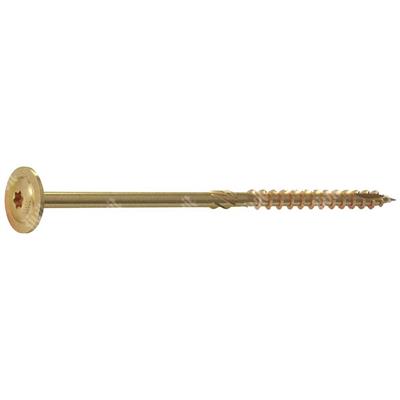 Carpentry wood screw TX wafer head with serration yellow zinc plated 10x100/50