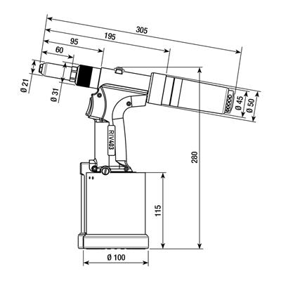 RIV403-Hydropneumatic tool for rivets d.4,0-6,4
