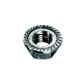 Hex serrated flange nut DIN 6923 white zinc plated steel cl.8 M4