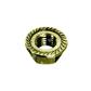 Hex serrated flange nut DIN 6923 yellow zinc plated steel cl.8 M3